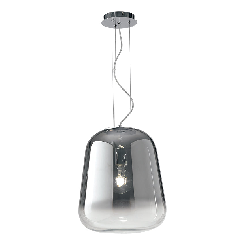 Sospensione vetro soffiato cromato sfumato struttura in metallo cromo 1XE27 non incl. SMOKE-S35 Sospensione vetro soffiato cromato sfumato struttura in metallo cromo 1XE27 non incl. SMOKE-S35